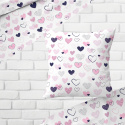 Dekorační bavlněná látka, metráž, Srdíčka Růžová na Bílém