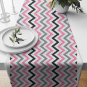 Decorative children's cotton fabrics, by the meter. Zigzag Pink, Gray, and Black