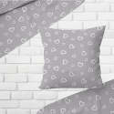 Decorative cotton fabric, by the meter, White Hearts on Gray
