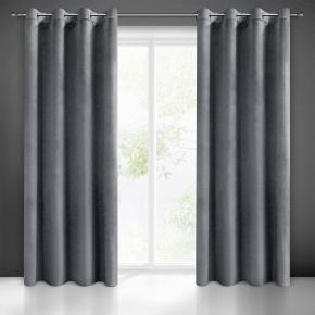 Decorative velour curtain with eyelets GRAPHITE 140x250 cm