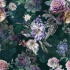 Velvet upholstery fabrics with print. Flowers on Black