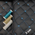 Eco-leather MIX 3x3 cm color Black quilted with Turquoise threads 1.3 m x 0.55 m