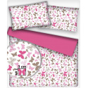 Cotton fabrics, by the meter. Pink Butterflies on White
