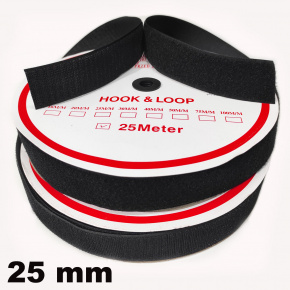 Pásek na suchý zip Háček a Smyčka set černý 25 mm balení 25 m