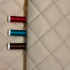 Quilted eco-leather 5×5 cm, beige, brown threads, by the meter, width 145 cm
