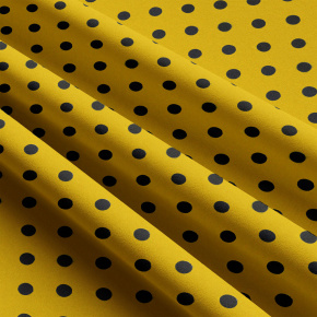 Children's cotton fabrics, by the meter. Dot 10 mm, black on Yellow