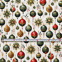 Christmas cotton fabric, by the meter, width 160 cm, Christmas Toys on White