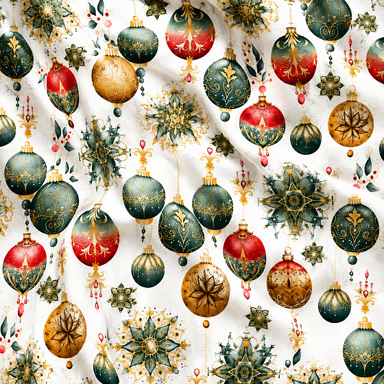 Christmas cotton fabric, by the meter, width 160 cm, Christmas Toys on White