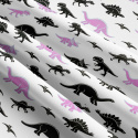 Cotton fabric, by the meter. Dino Black-Purple on White