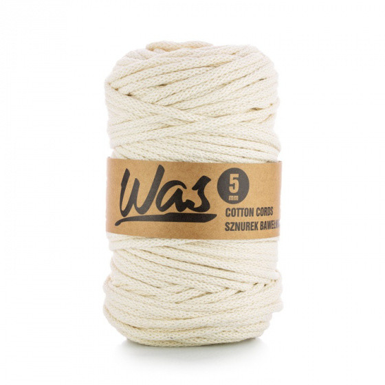 Cotton cord 5mm, 100m, color ecru 020