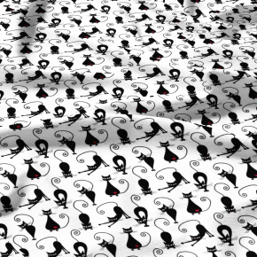 Bavlněná látka, metráž. Kočka Kleopatra na Bílém