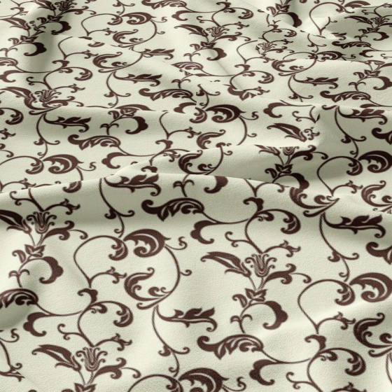 Children's cotton fabric by the meter Oriental Brown on Beige