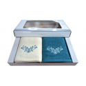 Set of Terry Towels 2 pcs 70x140 cm, color Turquoise and Ecru