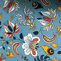 Tissu en coton avec des petites fleurs sur fond bleu
