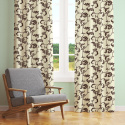 Children's cotton fabric by the meter Oriental Brown on Beige