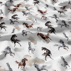 Bavlněné látky, metráž. Koně na Bílém