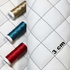 Quilted eco-leather CLASSIC 3x3 cm color White-Black 1.45 m x 0.6 m