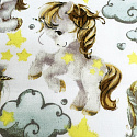 Tissu coton au métre imprimé Licorne gris couleur blanche