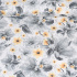 Cotton fabric 100% cotton, 125 g/m², width 160 cm, gray-yellow flowers on white