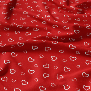 Dekorační bavlněná látka, metráž, Srdíčka Bílá na Červeném