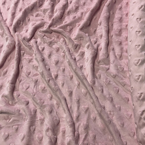 Minky fabric with hearts, 320 g/m², width 160 cm, by the meter, light pink