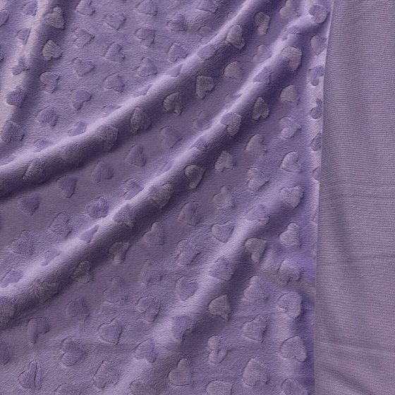 Látka minky srdička, 320 g/m², šíře 160 cm, metráž, levandule
