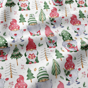 Vánoční bavlněná látka, metráž, šíře 160 cm, Vánoční  vzor na Bílém