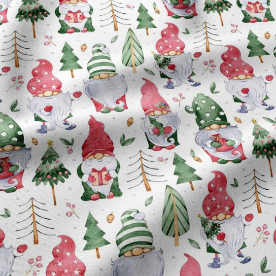 Vánoční bavlněná látka, metráž, šíře 160 cm, Vánoční vzor na Bílém