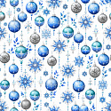 Christmas cotton fabric, by the meter, width 160 cm, Christmas Toys Grey and Blue on White