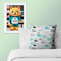Children's cotton fabric by the meter Whale Turquoise