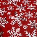 Christmas cotton fabric, by the meter, width 160 cm, White Snowflakes on Red