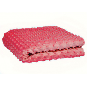 Látka minky puntík, 380 g/m², šíře 160 cm, metráž, koralová