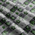 Christmas cotton fabric, by the meter, width 160 cm, Christmas ornaments stars Green on Gray