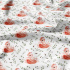 Cotton fabrics, by the meter. Squirrel on White