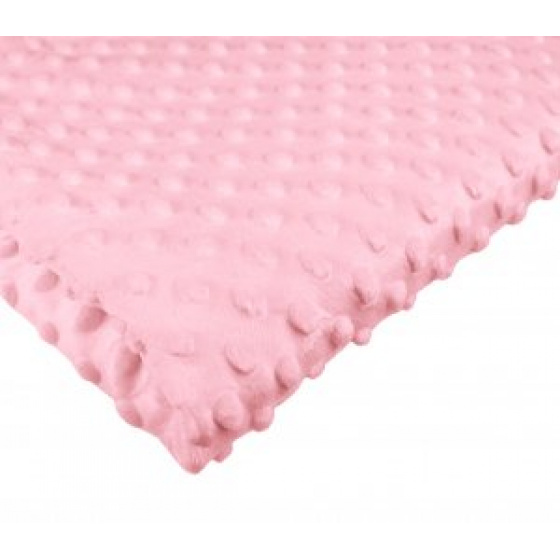 Látka minky puntík, 300 g/m², šíře 160 cm, metráž, růžová