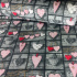 Decorative cotton fabric, by the meter, Hearts on Gray