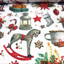Tissus en coton de Noël au mètre, 160 cm motif Noël blanche