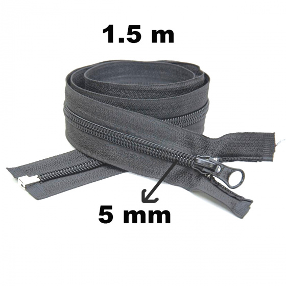 Spiral Zipper Detachable Graphite 5 mm length 150 cm