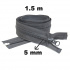 Spiral Zipper Detachable Graphite 5 mm length 150 cm