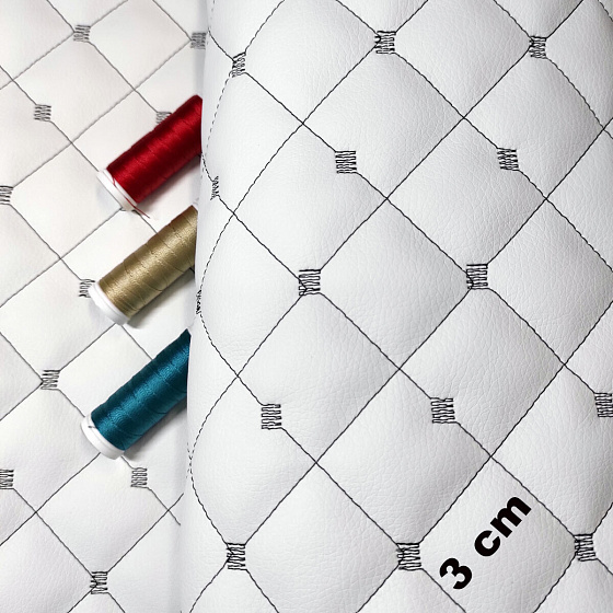 Quilted faux leather MIX 3x3 cm White-Black color 1.4 m x 0.9 m