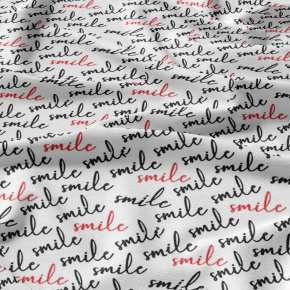 Cotton fabric 100% cotton, 125 g/m², width 160 cm, smile on white
