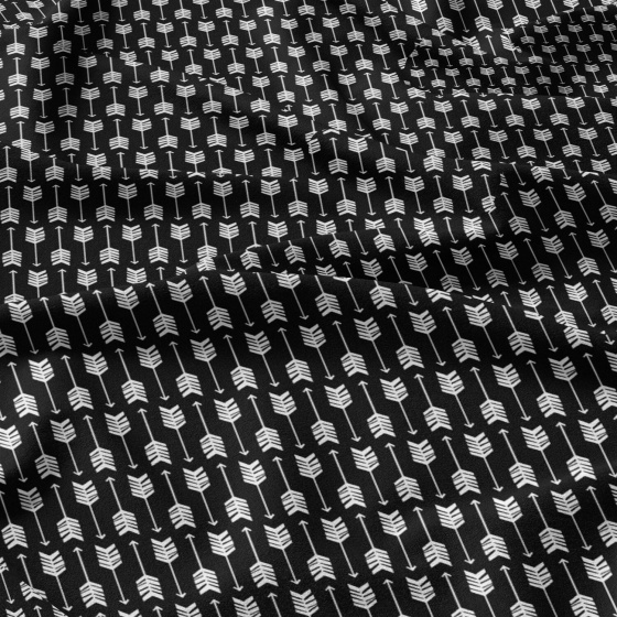 Decorative cotton fabric, by the meter, Feathers White on Black