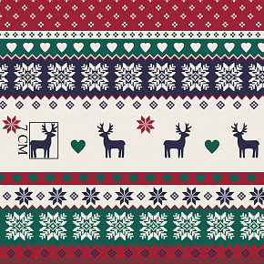 Christmas cotton fabric, by the meter, width 160 cm, Green Deer Ornament