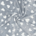 Minky Beránek, 220 g/m², width 160 cm, fabric by the meter, gray and white hearts on gray