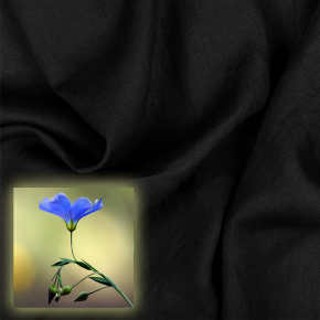 Přírodní lněná látka Oskar, Černá, 265 gr/m2