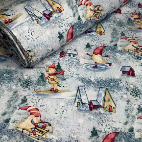 Vánoční bavlněná látka, metráž, šíře 160 cm, vzor Vánoce na Šedém