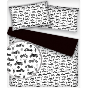 Dětská bavlněná látka metráž Motocykly na Bílém