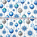 Christmas cotton fabric, by the meter, width 160 cm, Christmas Toys Grey and Blue on White