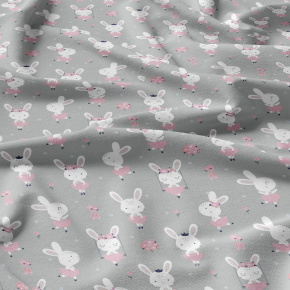 Cotton fabrics, by the meter. Little Hare on the Grey