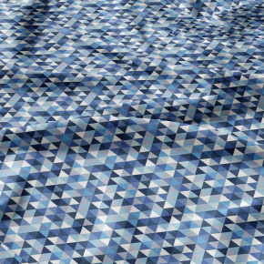 Bavlněná látka 100% bavlna, 125 g/m², šíře 160 cm, trojúhelníky modré 2 cm